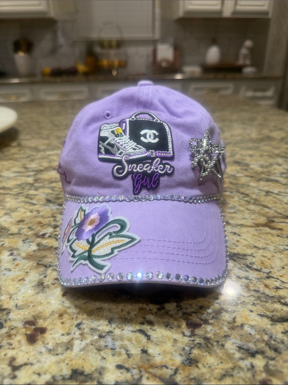 Lavender Sneaker Embellished Baseball Cap